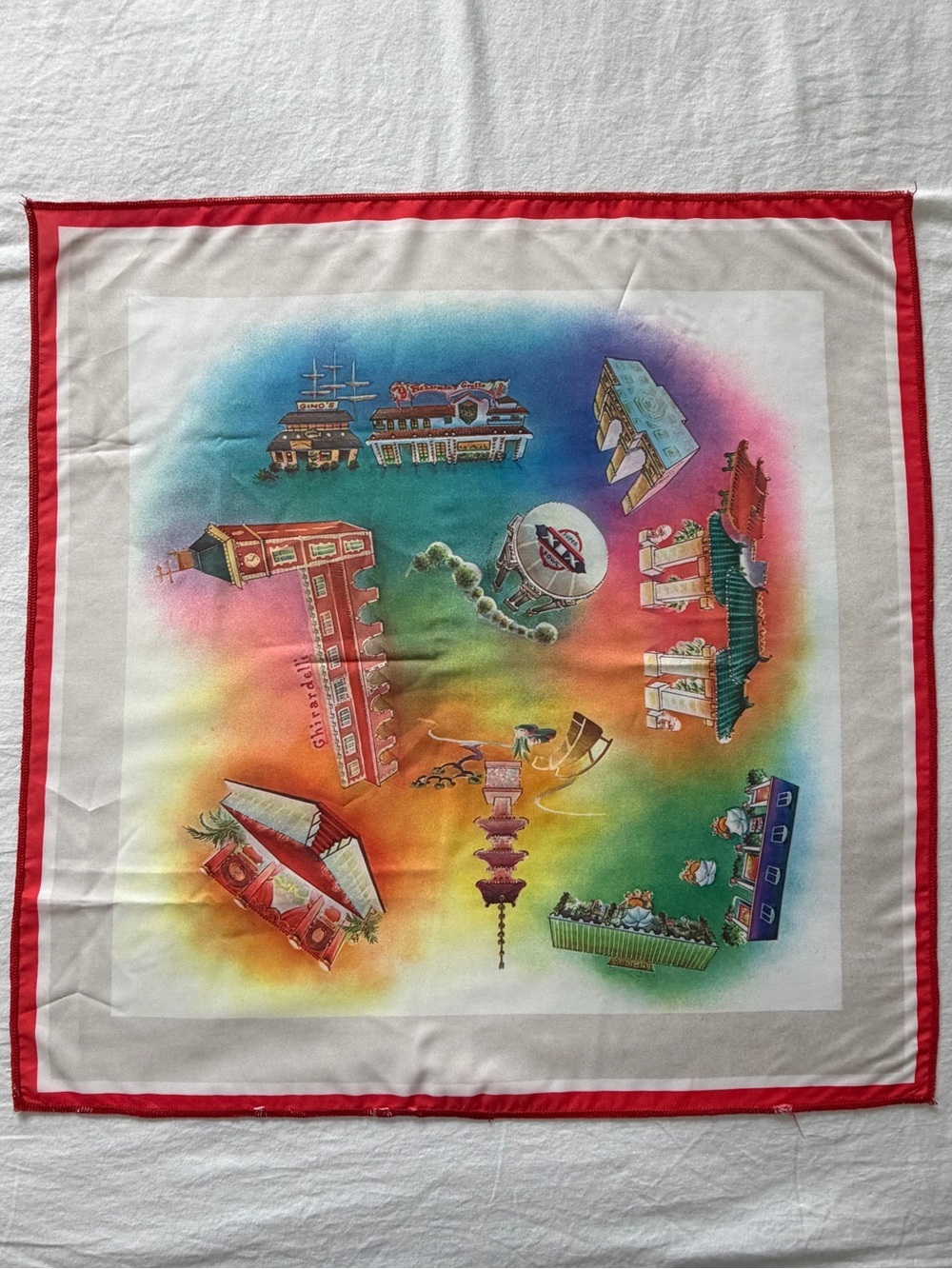 Vintage San Francisco Souvenir Super Bowl XIX 1985 Square Scarf Ghirardelli